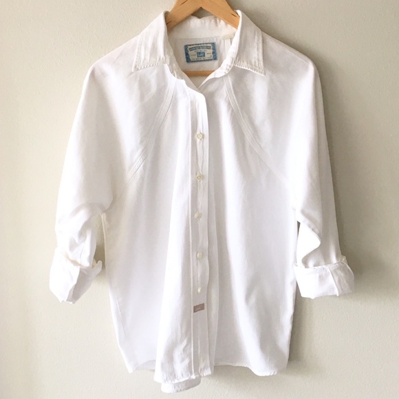 white denim button down shirt